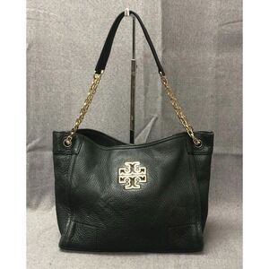 Tory Burch Kira Leather Tote Shopper Shoulder Bag In Black